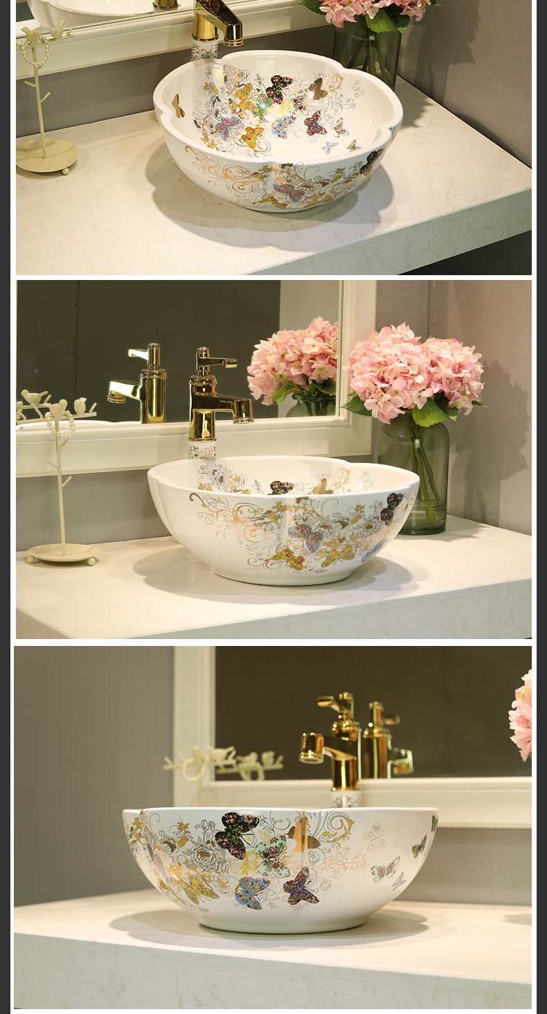 Gold cellnique jingdezhen ceramic bowl lavatory toilet lavabo art basin recent on stage