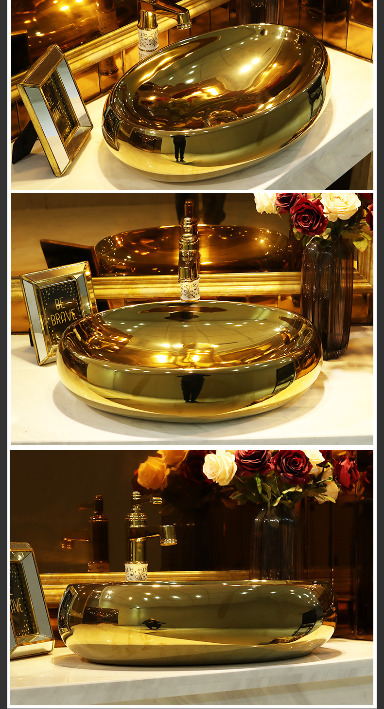 Jingdezhen ceramic household lavabo art basin rectangle lavatory toilet stage basin to gold