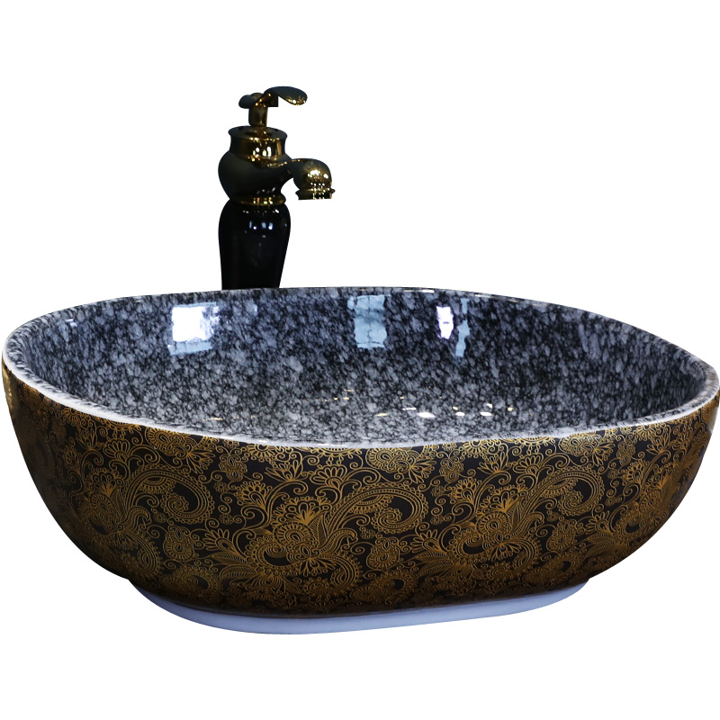 On the ceramic art basin sink basin of the ellipse toilet wash gargle lavatory sink contracted household