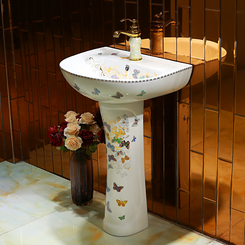 Gold cellnique is suing one floor pillar basin bathroom toilet sink basin ceramic wash basin