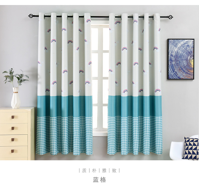 Rèm cửa hoàn thành Địa Trung Hải sắt in phòng ngủ phòng khách trẻ em đơn giản hiện đại rèm ngắn rèm nhỏ - Phụ kiện rèm cửa thanh treo rèm cửa mua ở đâu