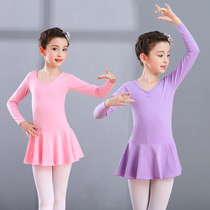Childrens dance clothes girls practice clothes autumn and winter long sleeve girls dance ballet skirt Chinese dance Test clothes