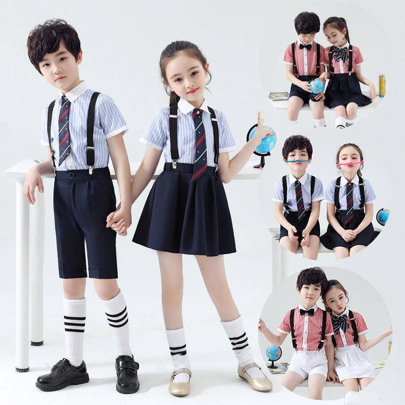 61 children's choral performance to serve elementary school boy boy gown girl holding baby bag pants host recite the performance costumes