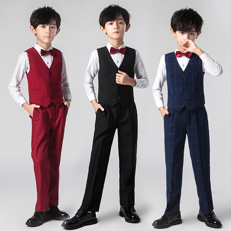 Children's dress vest suit boy's small suit host catwalk performance costume piano flower girl wedding suit