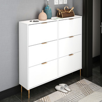 Minimalist modern light lavish shoe cabinet multifunction large capacity Xuan closing cabinet white doorway ultra-thin tipping bucket shoe cabinet 25cm