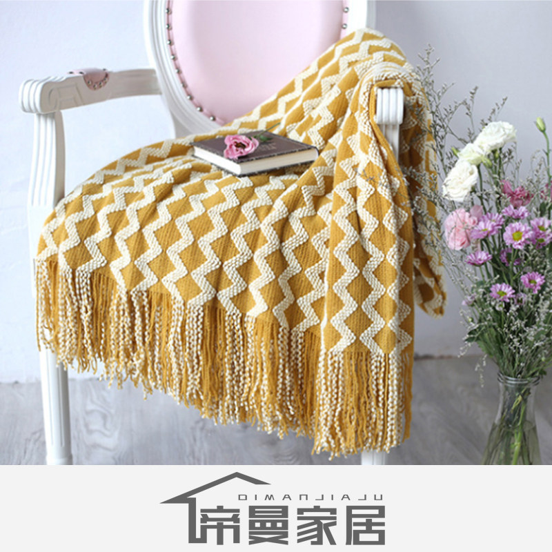 Exit European and American Nordic American light extravaganza Herringbone Weave Sofa Blanket Folk Hotel Bed Tail Blanket hide and hide