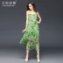 2019 phụ nữ mới váy lụa mùa hè dài quai dài váy boho đi biển bên bờ biển - Váy dài đầm body dài qua gối Váy dài