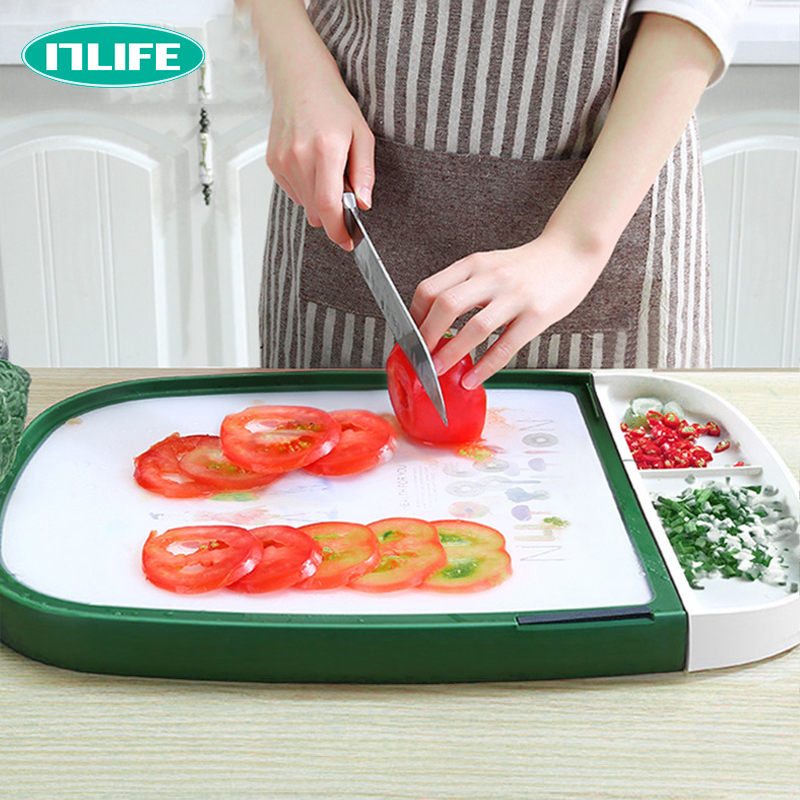 Multi-function cutting board Double-sided fruit cutting board Household chopping board Kitchen cutting meat storage plastic chopping board Cutting cutting cutting board