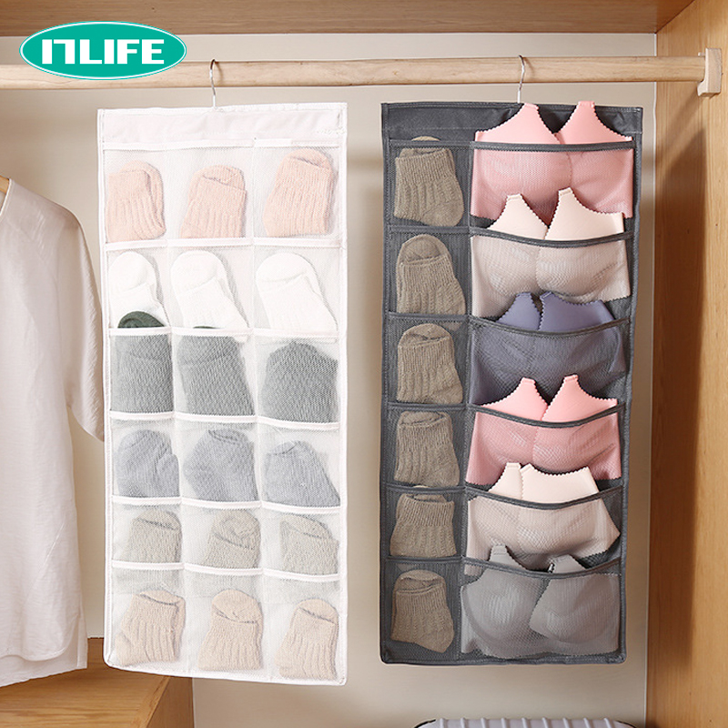 Wall wall-mounted underwear Underpants containing hanging bag Dormitory Socks Wardrobe Door Rear storage Divine Instrumental Cloth cashier bag