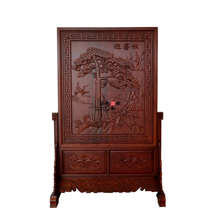 Dongyang wood carving double-sided insertion screen Chinese style screen partition solid wood living room gangway Xuanguan Welcome Guest Pine New Floor Screen