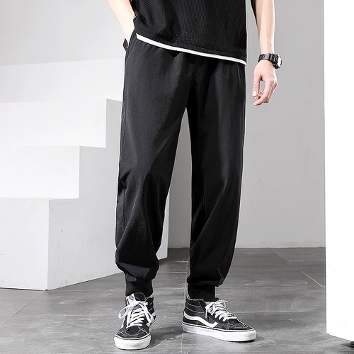 Летние шелковые тонкие эластичные спортивные штаны, оверсайз, большой размер