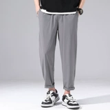 Шелковые быстросохнущие летние тонкие спортивные черные штаны, свободный прямой крой