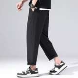 Шелковые быстросохнущие летние тонкие спортивные черные штаны, свободный прямой крой