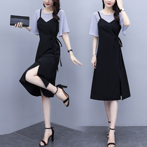 Leading mommy summer new breastfeeding fashion out fashion thin temperament fake two dresses