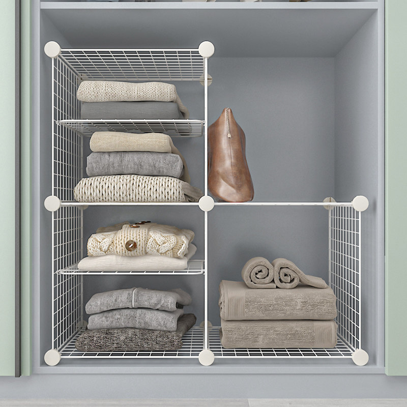 Wardrobe layered partition creative free combination free combination of punch-free wardrobe storage bedroom bedside masonry wall wardrobe shelf