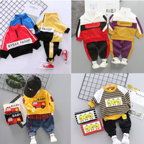 Childrens clothing boys autumn and winter clothing handsome childrens double-sided velvet set 1-2-3-45 years old female baby foreign childrens suit