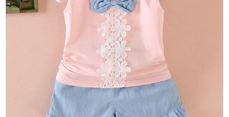 Mùa hè 2018 quần áo trẻ em mới cho bé gái set đồ yếm trẻ em cộng với quần short hai bộ thủy triều quần áo em bé