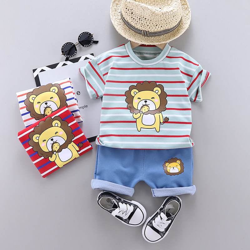 Summer boy suit 2020 new foreign air children summer short-sleeved suit summer handsome male baby children's clothing tide
