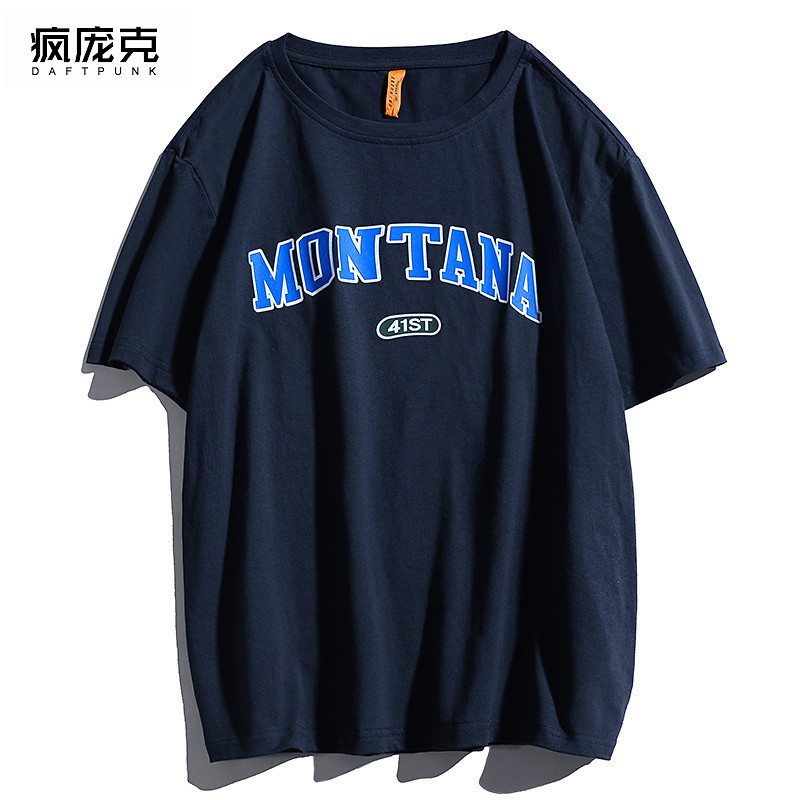 ins hip hop day family retro tide card T-shirt male short sleeve loose original accommodation bf wind student couple half sleeve blouse male and female