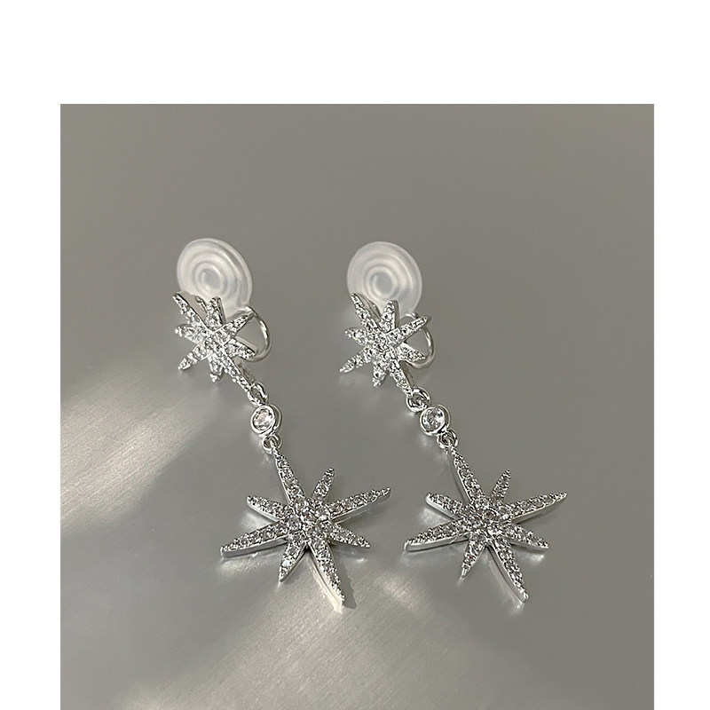 2021 New Tide Giant Mango Star Earrings Senior Sensation Big Card Full Drill European and American Mosquito Coil Pan Ear Clip without earbugling women's earrings 