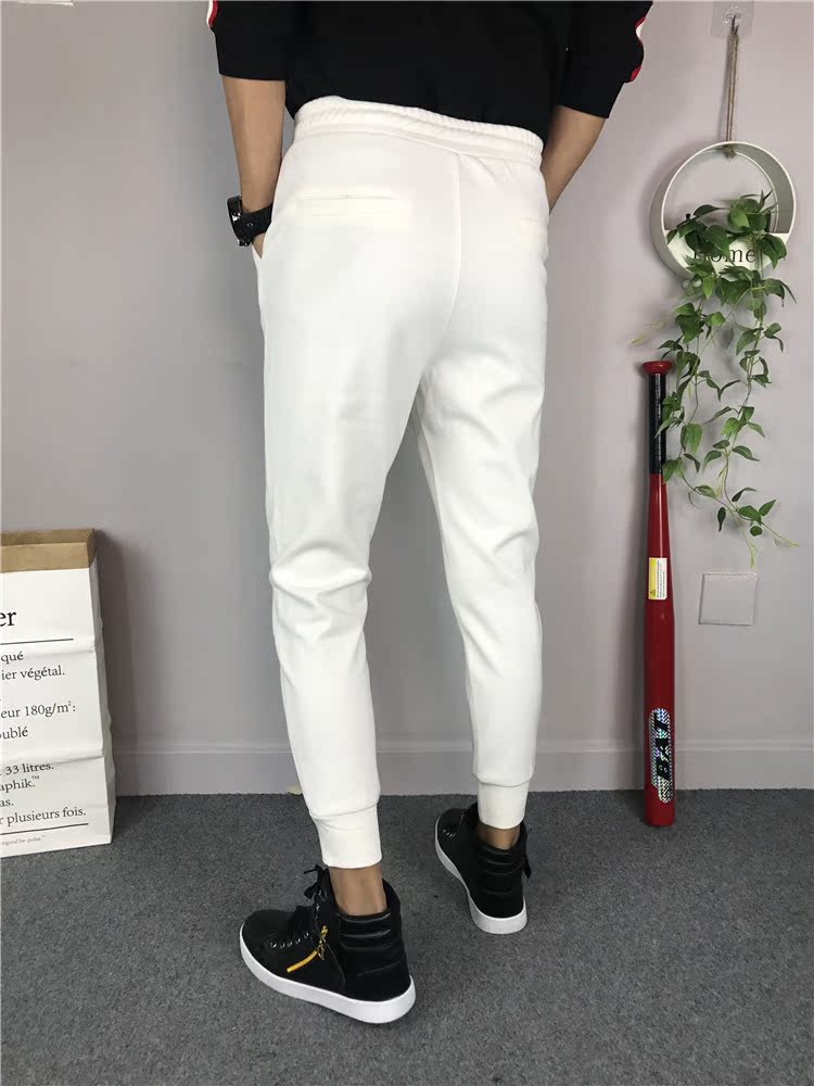 Xã hội mùa đông tinh thần chàng trai dày quần len giản dị thủy triều Phiên bản Hàn Quốc của dầm chân rắn màu Quần bó chân quần mỏng nam