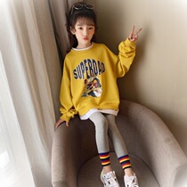 Girls Sweatclothes Spring 2021 New style Korean Spring and Autumn Womens Big Childrens Pullover Long Sleeve Children Spring Top Tide