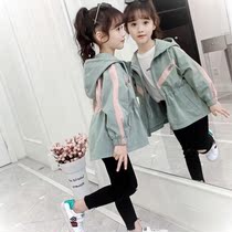 Girls windbreaker coat long 2021 new autumn Korean version of foreign style childrens clothing fashion spring autumn coat tide