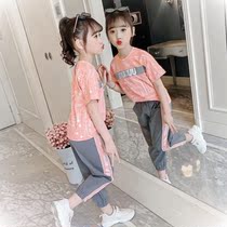 Net Red childrens clothing foreign fashion fashion girls summer clothing 2021 new childrens summer sports children fashion set