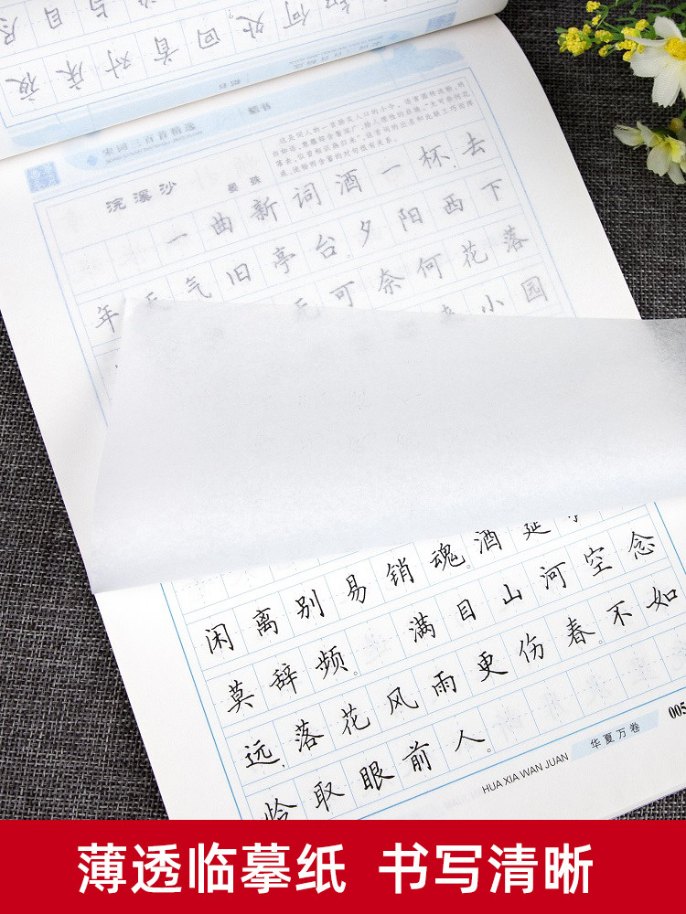 Chinese Calligraphy Copybook: Three Hundred Tang Poems, Three Hundred Song Ci Poems, Tian Yingzhang's Regular Script Copybook, Cursive Script and Semi-Cursive Script for Adults to Practice Writing, Ancient Poetry for High School Students, Middle School Students, Elementary School Students, Regular Script with Fountain Pen, Hard Pen Calligraphy Copybook for Copying