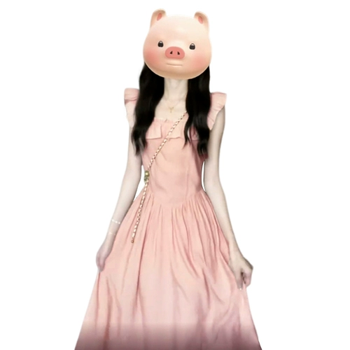 Розовое летнее платье, приталенный корсет, длинная юбка, французский стиль