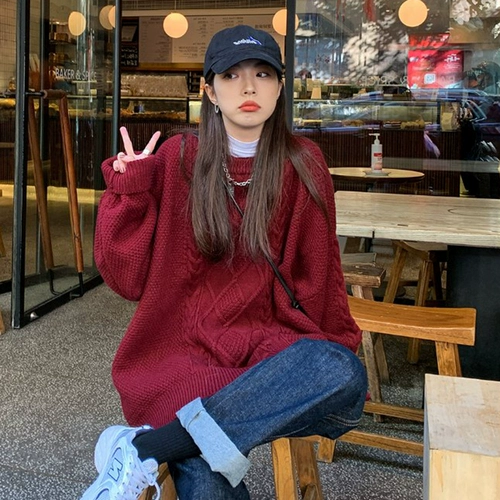 Демисезонный свитер, рождественская красная японская трикотажная ретро куртка, 2021 года