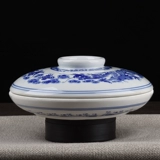 Сине-белая керамическая большая пигментированная палитра, кисть для письма