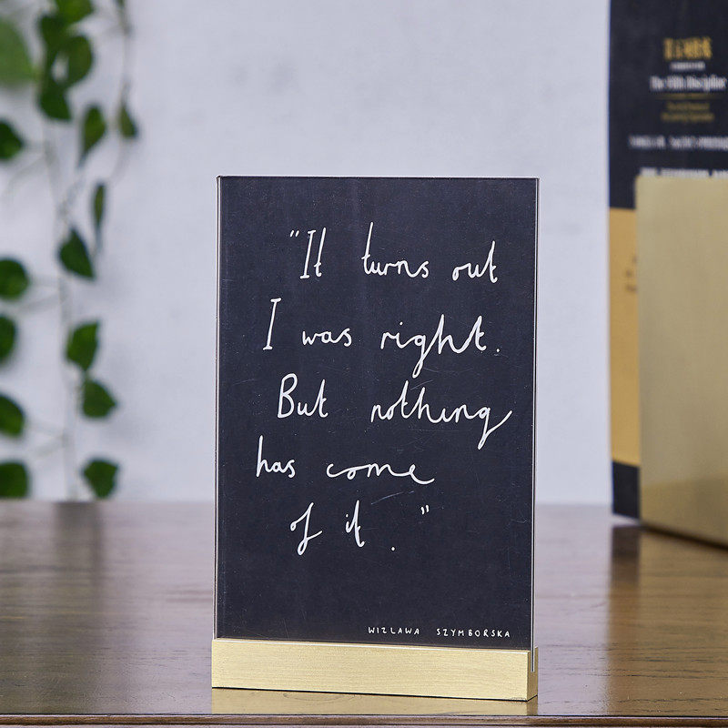 Brass A6A5A4 high-end display board mark plate LOGO Acrylic advertising stand up card table card plate double-sided table