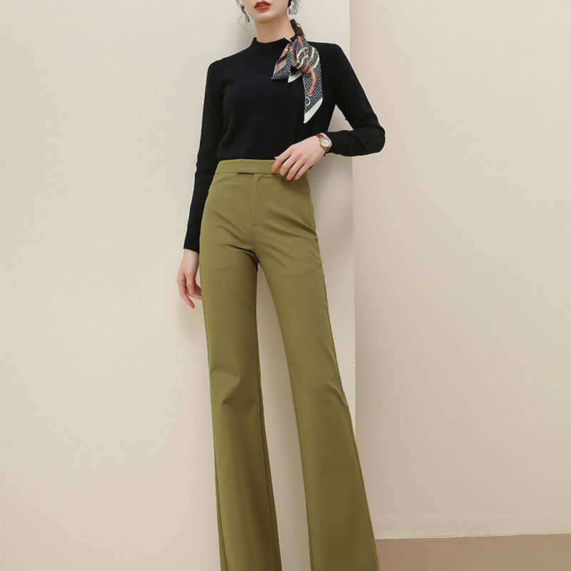 MAJEWUYU ginger yellow micro flared pants women's high waist drooping 2022 spring new high-end slim OL suit pants