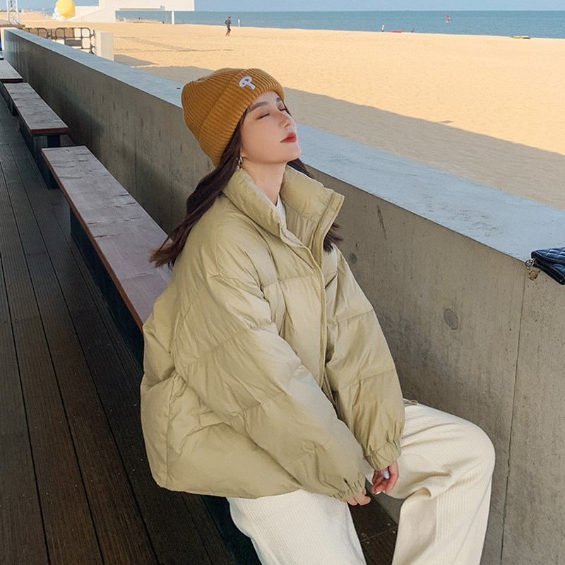 majewuyu2021 winter new down clothes women small sub loose lovers' white duck suede short bread clothes