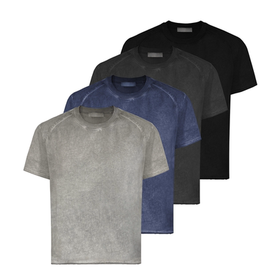 (Clearance Sale) TecNineGroup (TNG) washed, aged and deconstructed basic four-color short-sleeved T-shirt