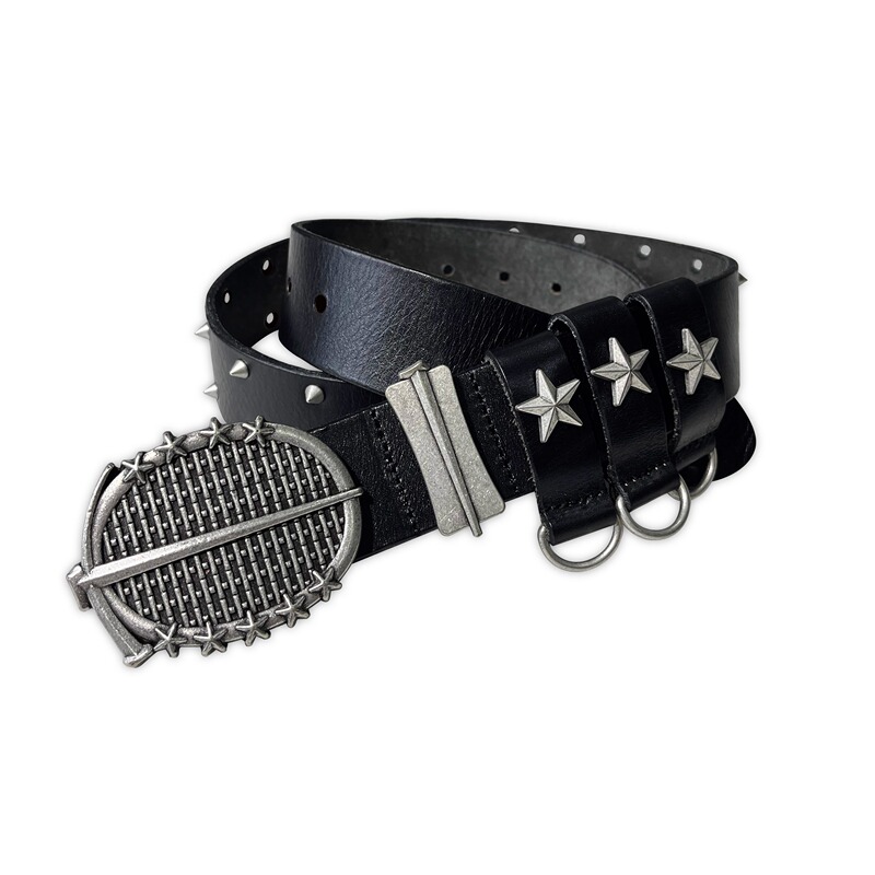 Original Authentic Tecninegroup (Tng) Rock Star Antique Silver-Plated First-Layer Cowhide Leather Belt, Light Street Style Original Authentic Tecninegroup (Tng) Rock Star Antique Silver-Plated First-Layer Cowhide Leather Belt, Light Street Style