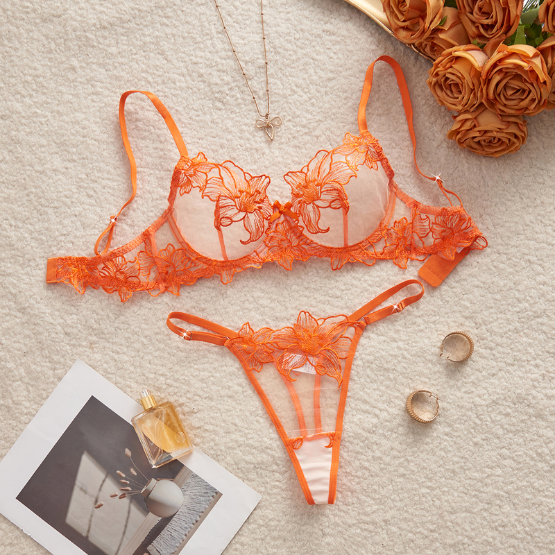 New Style Embroidered Lingerie Bra Set for Women, Available for Dropshipping on Amazon, Aliexpress, Wish, Cross-Border E-Commerce, and Foreign Trade