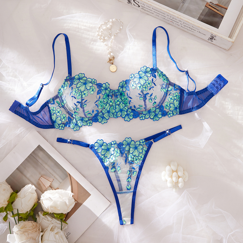 New Style Embroidered Lingerie Bra Set for Women, Available for Dropshipping on Amazon, Aliexpress, Wish, Cross-Border E-Commerce, and Foreign Trade