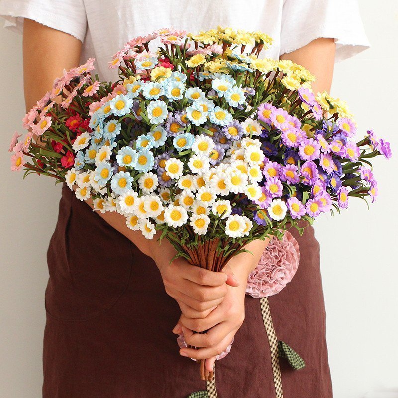 Pastoral home simulation bouquet small Daisy fake flower decoration small plastic flower living room flower arrangement freehand flower drying flower