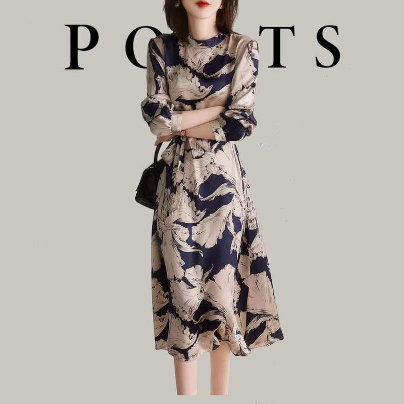 Big Brand High-End 2026 Spring/Summer French Luxury Mulberry Silk Vintage Silk Printed High-End Socialite Long Dress Big Brand High-End 2026 Spring/Summer French Luxury Mulberry Silk Vintage Silk Printed High-End Socialite Long Dress