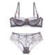 Sexy cô gái ren trong suốt sâu V nửa cup thu thập đồ lót phù hợp với phụ nữ kích thước lớn áo ngực mỏng siêu mỏng bikini đi biển đẹp 2021 Bộ đồ lót
