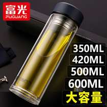 Fuguang glass cup men and women double-decker business defecation with cover filter tea cup resistant to heat and heat protection