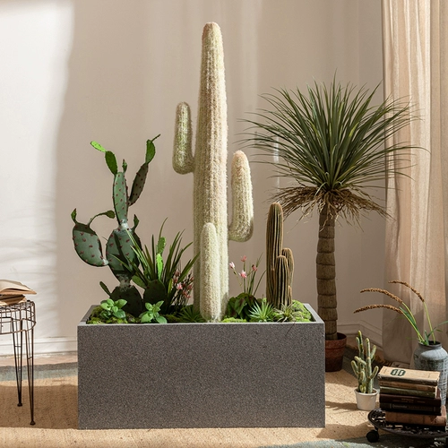 掬涵 Прямоугольный цветочный горшок из магниевой глины, цементный цветочный ящик, ясли, открытый балкон, перегородка во дворе, ящик для посадки цветов и зеленых растений