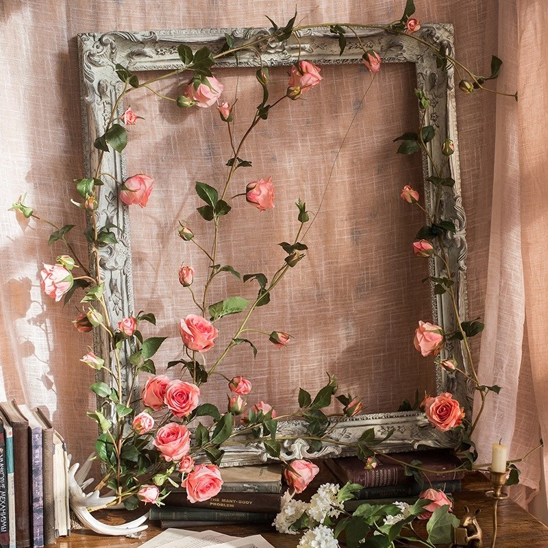 The Culvert Rose Flowers Vines Entwined Vines Simulation Flowers Vines Moon Wall Hanging Floral decoration Arch Decoration Arch