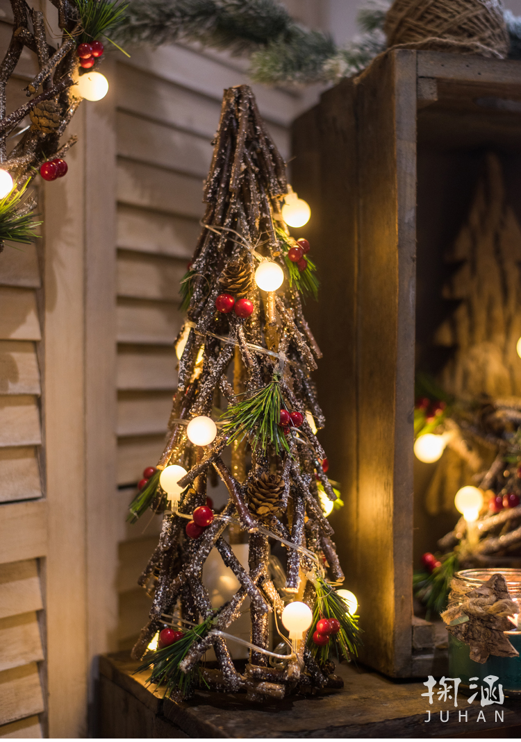Đồ trang trí cây thông Noel Cây gậy gỗ tự nhiên ngôi sao chiếu sáng hạt đèn trang trí máy tính để bàn Đồ trang trí trang trí những vật trang trí nhà đẹp