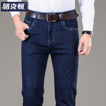 LKD4 spring mens jeans mens straight loose light business middle-aged mens pants elastic spring long pants