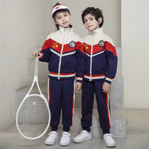 Primary school uniforms for Chinese wind spring and autumn clothes Childrens class clothes suit Summer kindergarten Garden clothes foreign air Three sets of damp