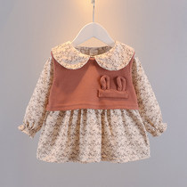 2021 new female baby dress 0-3 years old baby jacket dress childrens spring clothing dress little girl out of service