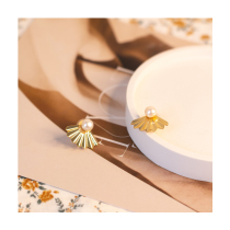 (W Dear) folding fan original design fanned pearl ear clip without earhole retro-style Mosquito-Repellent Incense Tray Ear